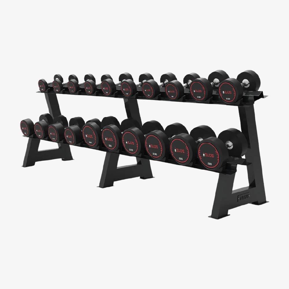 ILUS TPU Dumbbell Set 2.5 to 25 kg + Rack