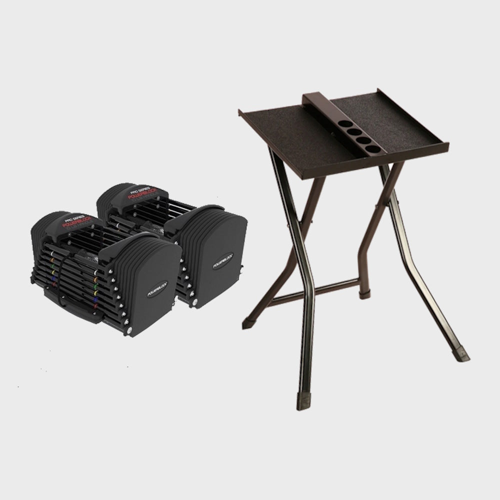 PowerBlock Pro Series EXP Stage 1-3 Adjustable Dumbbells (5 to 90 lb) + Compact Stand
