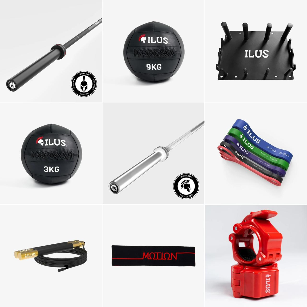 ILUS Training Set Completo – Barras + Collarines + Wall Balls + Bandas + Speed Rope + Almacenamiento