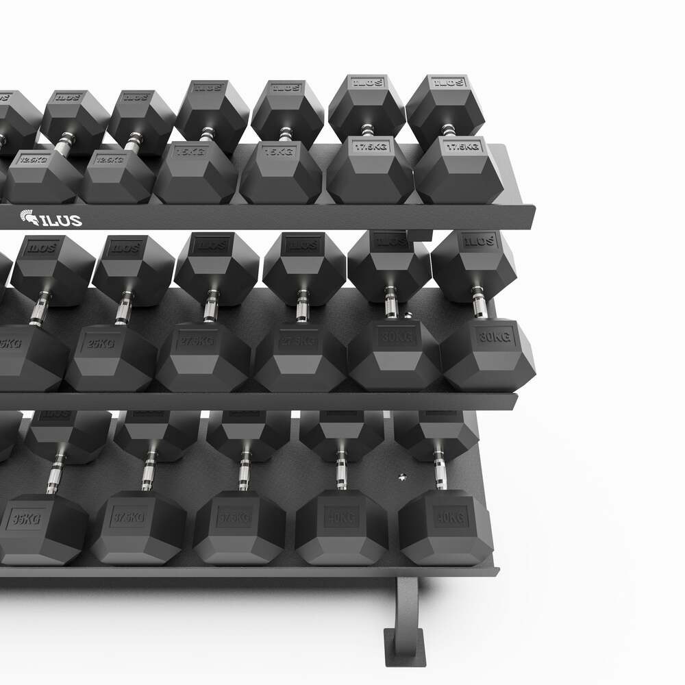 ILUS Monster Set (Mancuernas Hexagonales 5 a 40 kg + Rack)