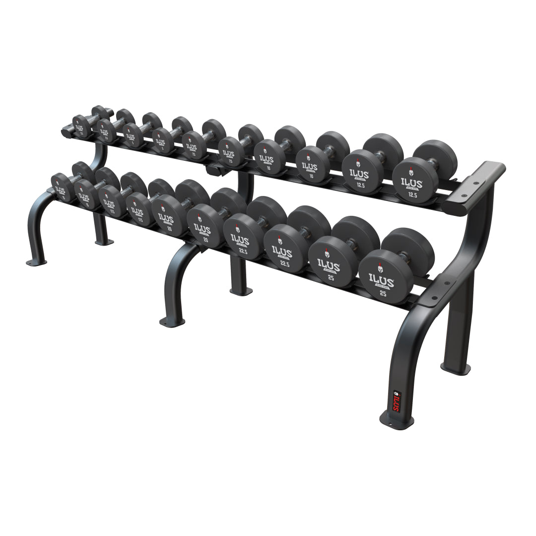 Set Mancuernas CPU ILUS 2.5 a 25 kg + Rack