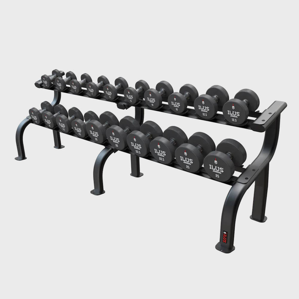 Set Mancuernas CPU ILUS 2.5 a 25 kg + Rack