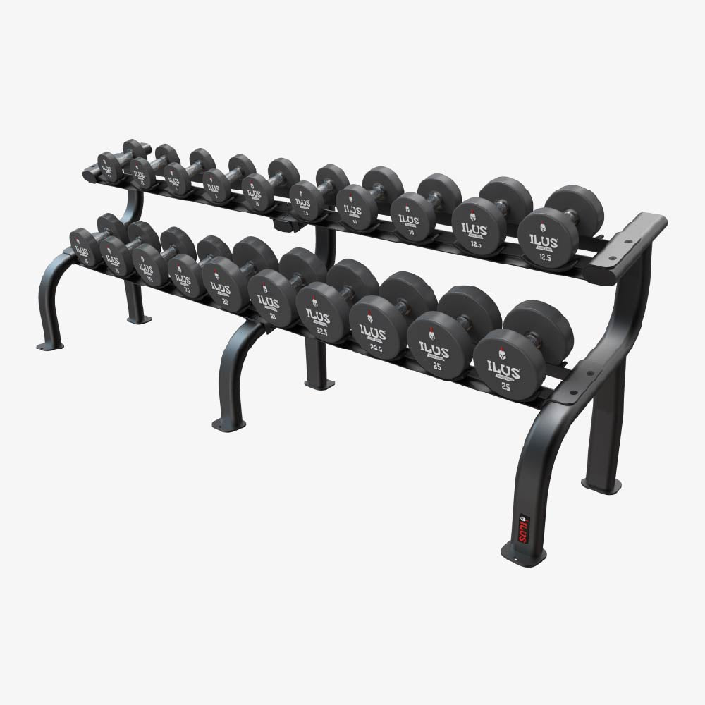 Set ILUS 12-Side CPU Dumbbells 2.5 a 25 kg + Rack