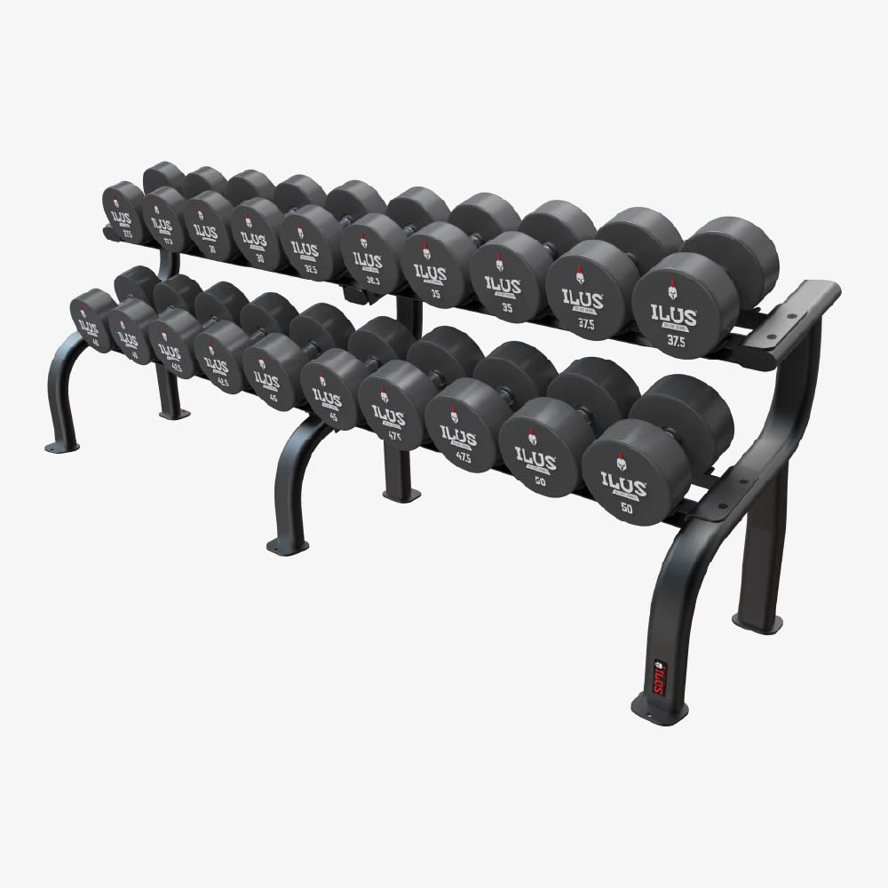 Set Mancuernas CPU ILUS 27.5 a 50 kg + Rack
