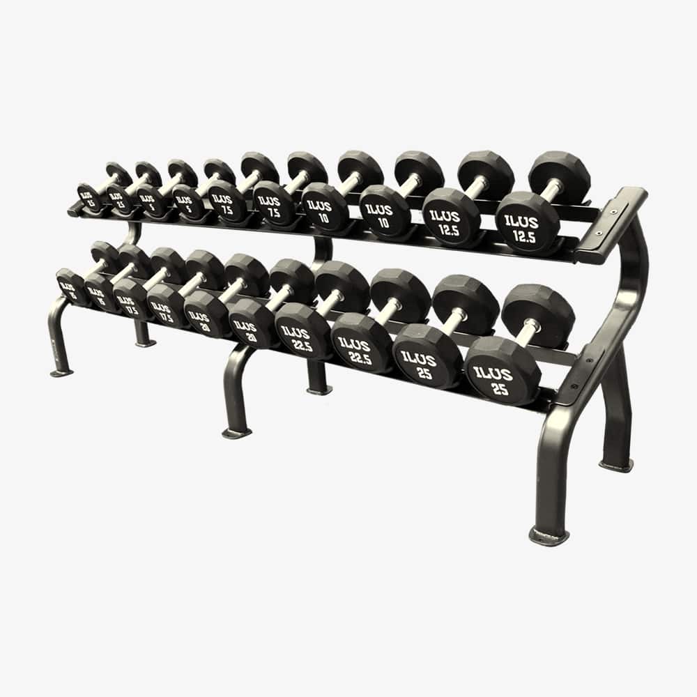 Set ILUS 12-Side CPU Dumbbells 2.5 a 25 kg + Rack