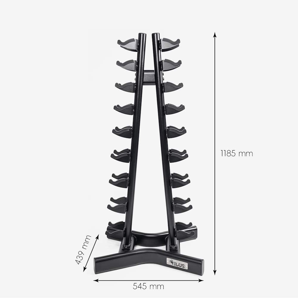 Rack Mancuernas Hexagonales Rubber 9 pares