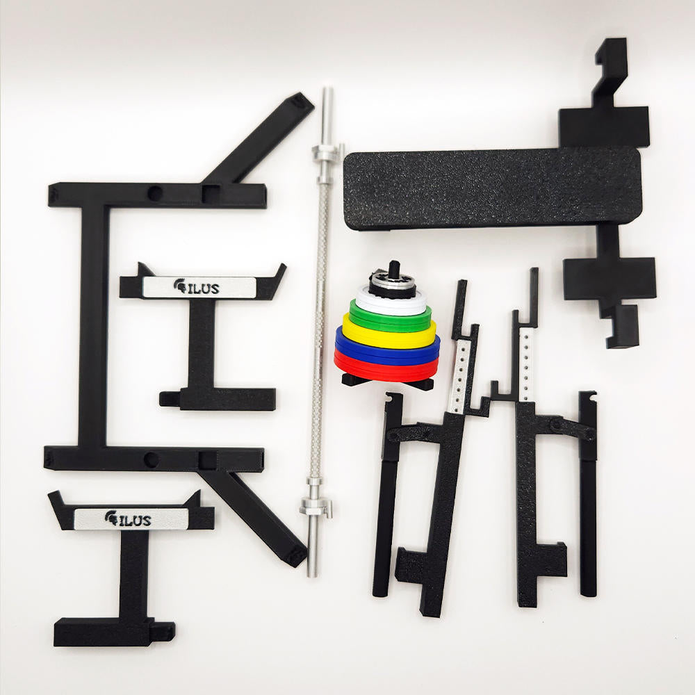 Mini Combo Rack + Set Discos Calibrados Iron ILUS 5 a 25 kg