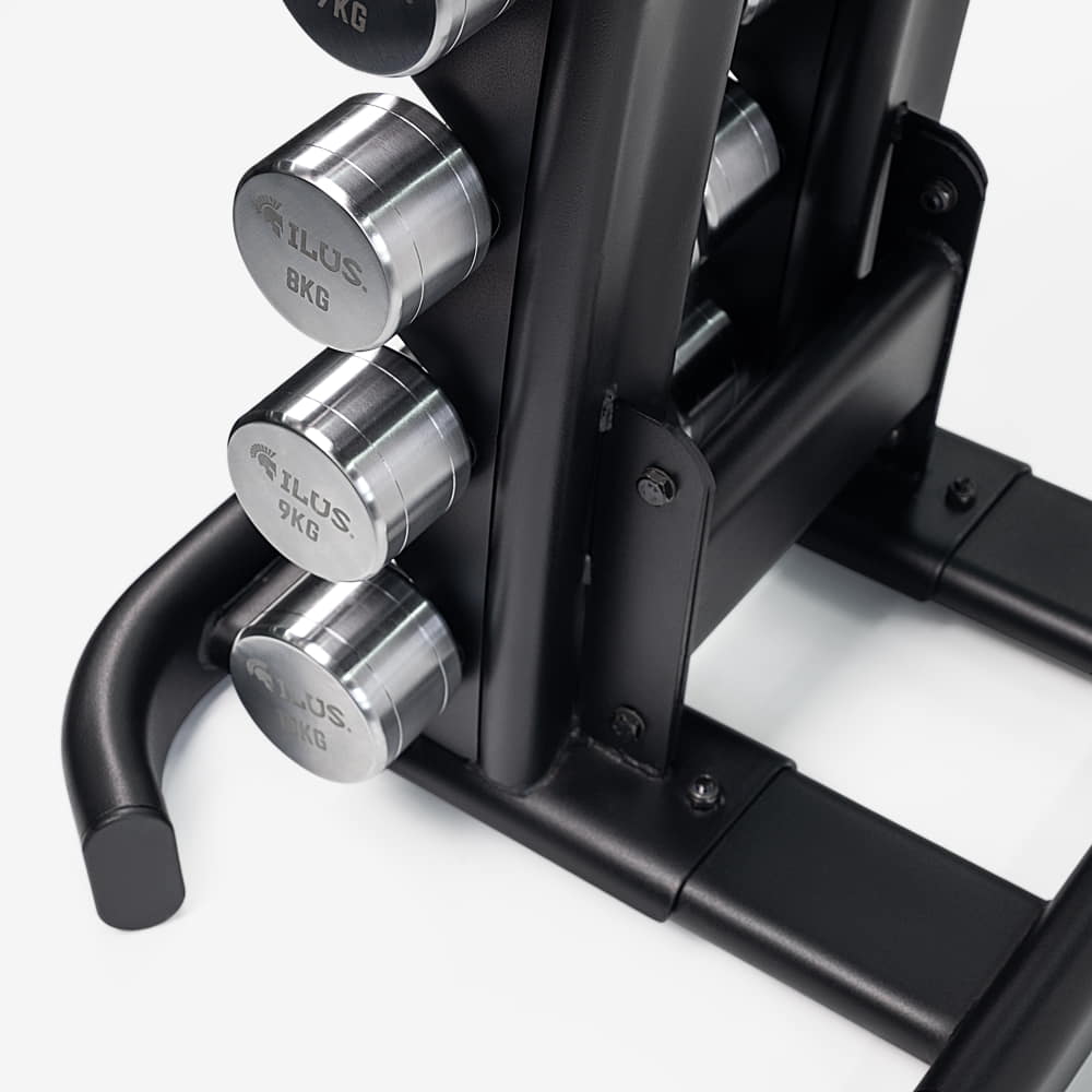 Set Mancuernas Hard Chrome ILUS 1 a 10 kg + Rack