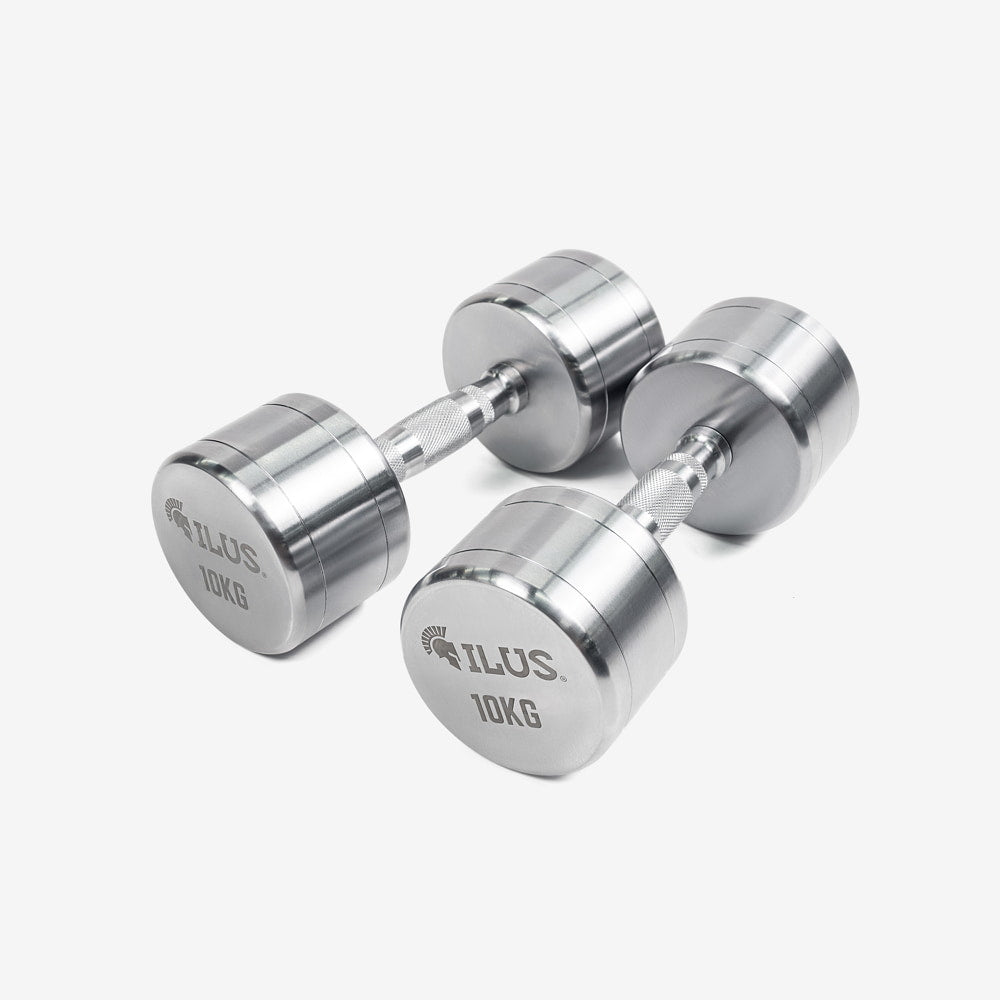 Set Mancuernas Hard Chrome ILUS 1 a 10 kg + Rack