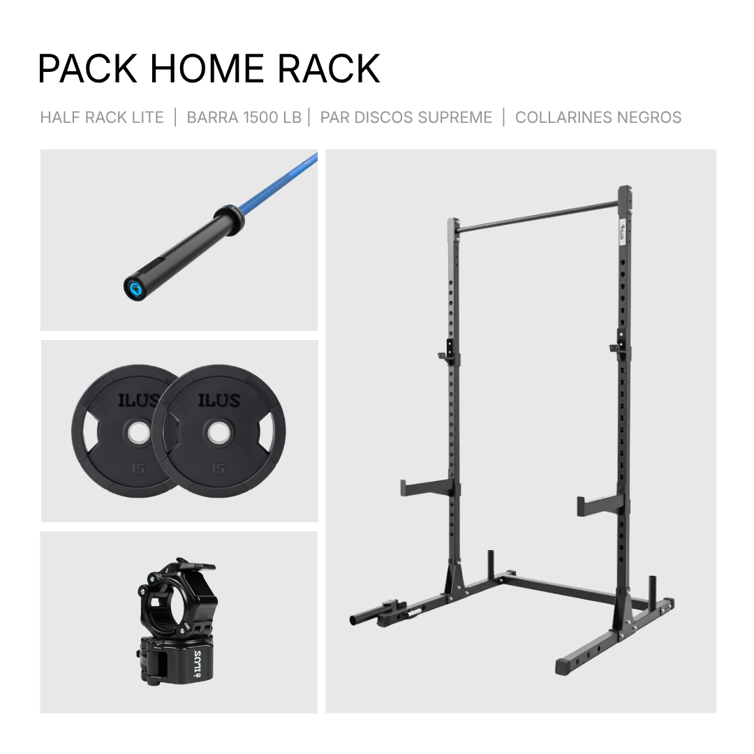 Pack Home Rack ILUS con rack y discos para entrenar en casa
