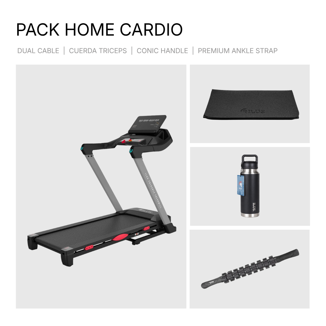 Trotadora plegable ILUS Alpha Home con mat de yoga, botella y rodillo masajeador
