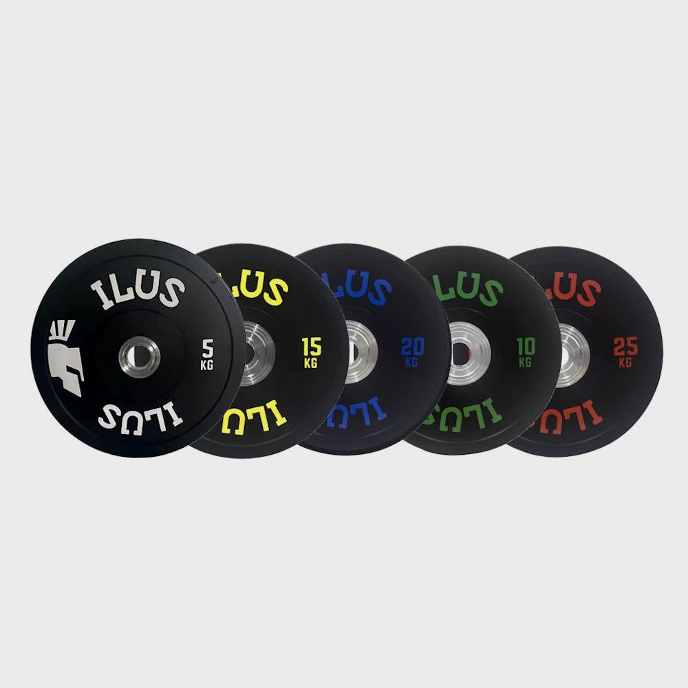 Set Discos Bumpers ILUS Elite Black 5 a 25 kg