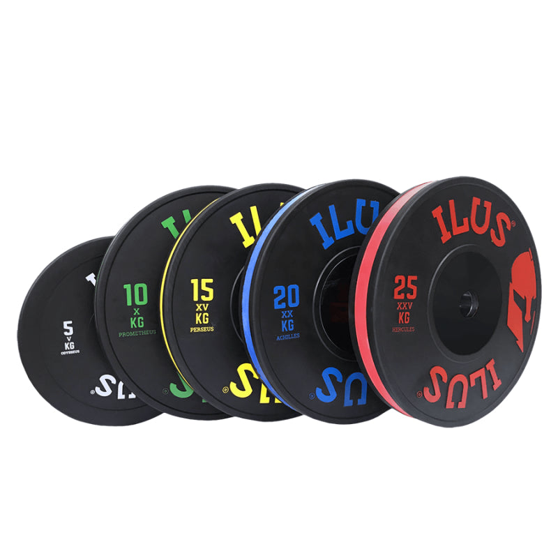 Set Discos Colorstrap Bumpers ILUS Black Greek Heroes 5 a 25 kg