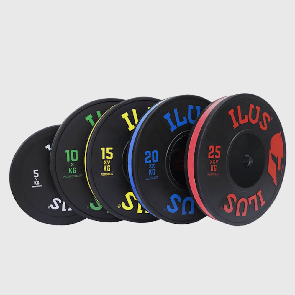 Set Discos Colorstrap Bumpers ILUS Black Greek Heroes 5 a 25 kg