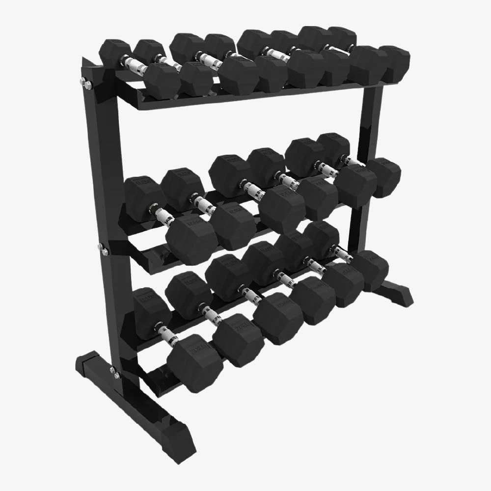 Set Mancuernas Hexagonales ILUS 2.5 a 25 kg + Rack