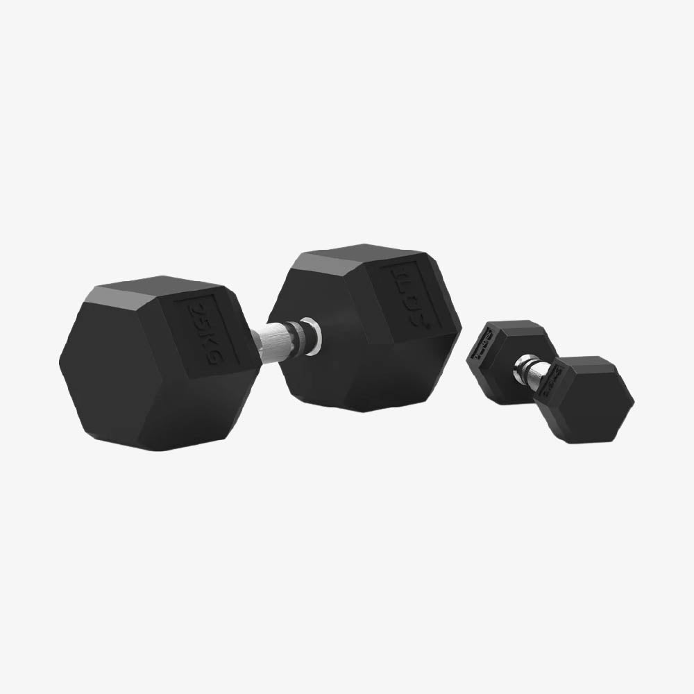 Set Mancuernas Hexagonales ILUS 2.5 a 25 kg + Rack