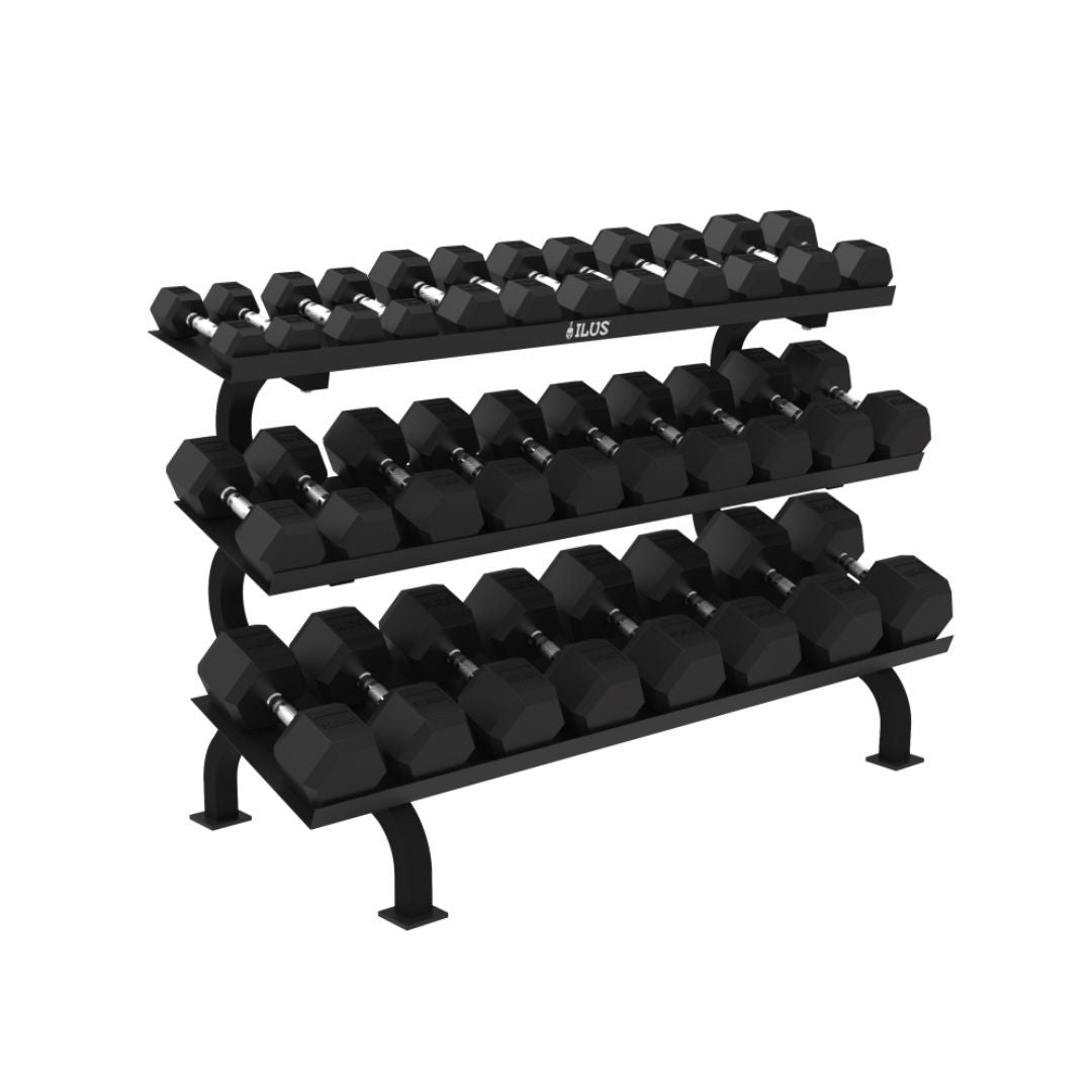 ILUS Monster Set (Mancuernas Hexagonales 5 a 40 kg + Rack)