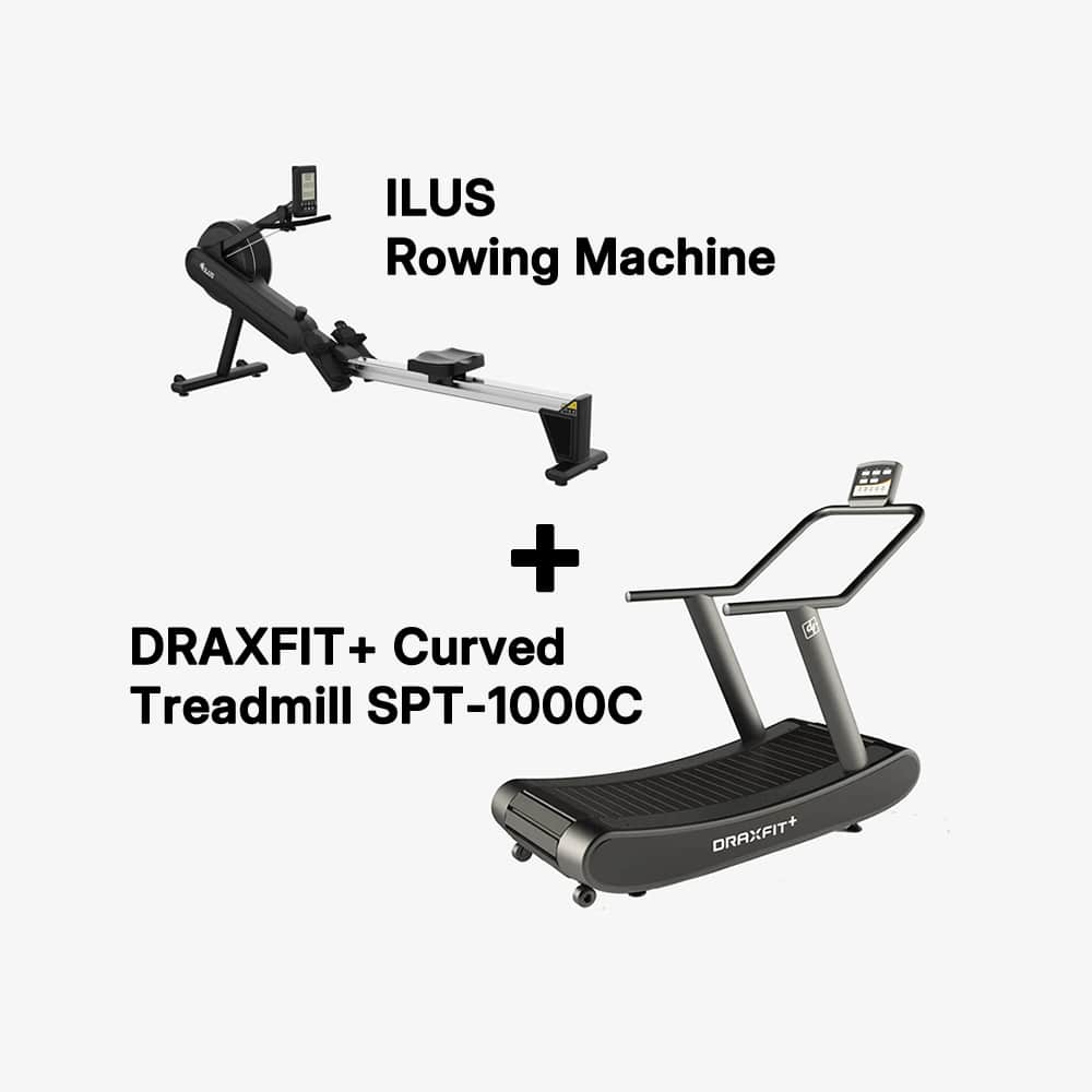 ILUS-DRAX Cardio Set – Rowing Machine + Trotadora Curva