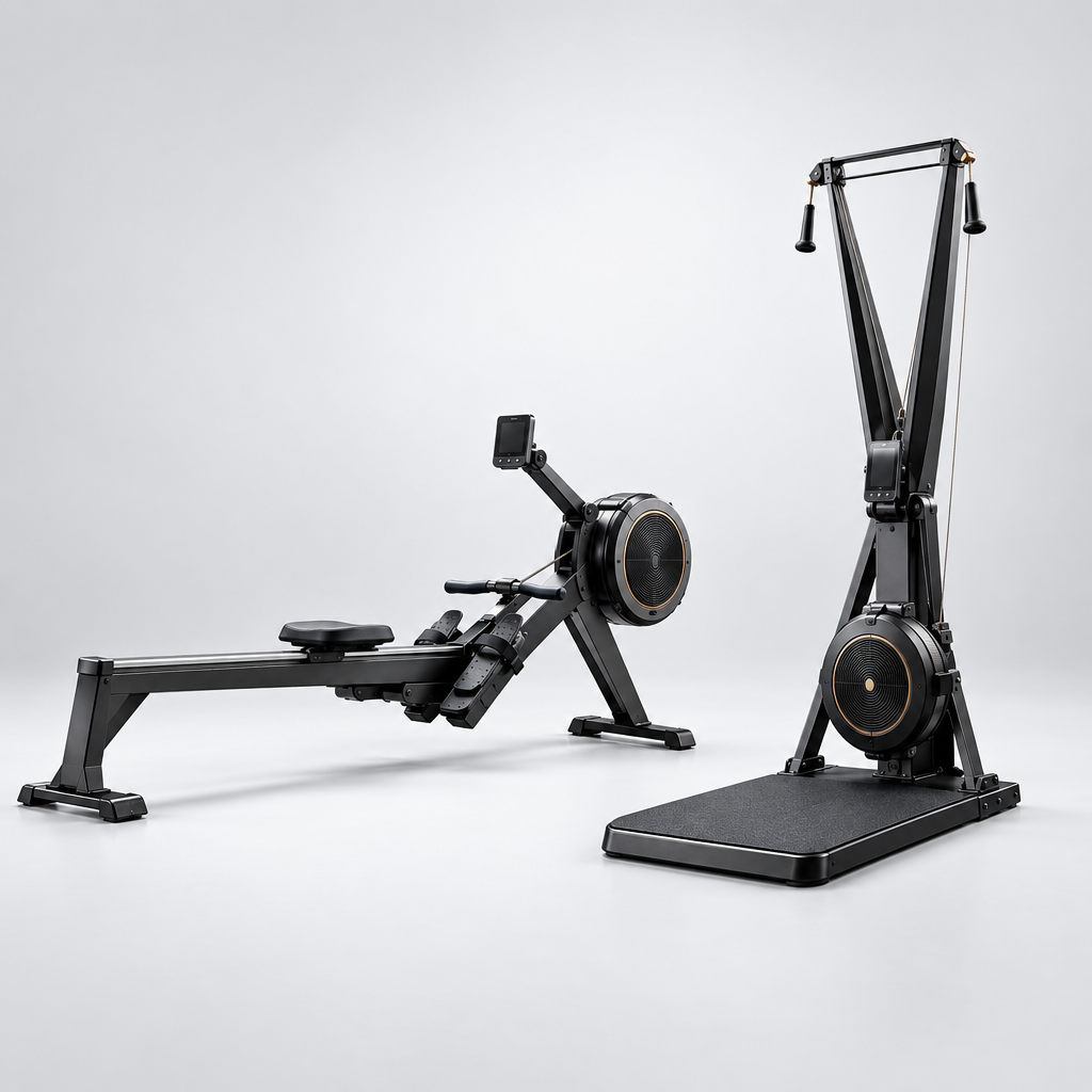 ILUS Skier Machine PRO  w/ Floor Platform  + Rower PRO Conditioning Series