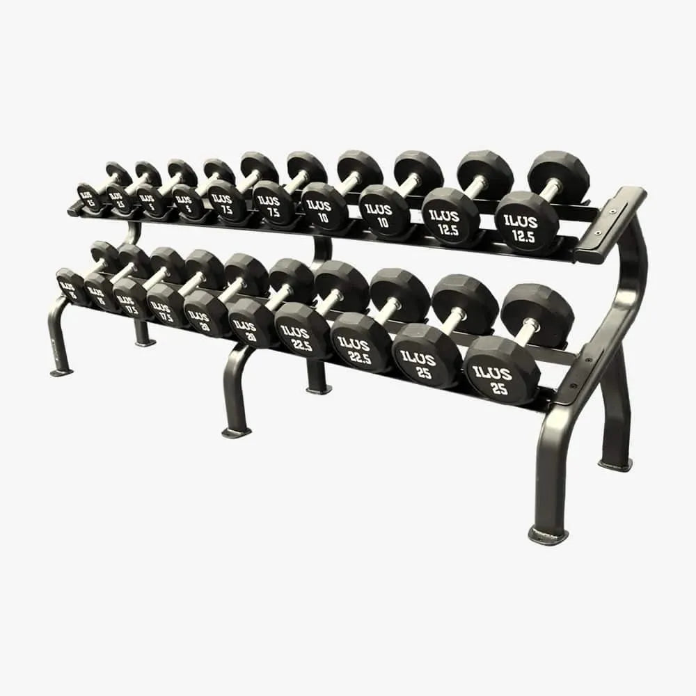 Set ILUS 12-Side CPU Dumbbells 2.5 a 25 kg + Rack | ILUS Fitness | CPU ...